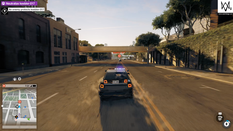Not mentioned in our chat, but one of the cooler things in the game: the ability to have other players suddenly show up in your game while they’re in the middle of being chased by the cops. In this shot, I’ve grabbed a cop car of my own and am about to take them down -Stephen